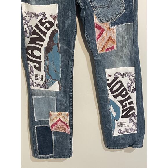 Levi’s 514 x The Bunny Stitch Co. Straight Leg 34x30 Janis Joplin Patchwork - Picture 3 of 12